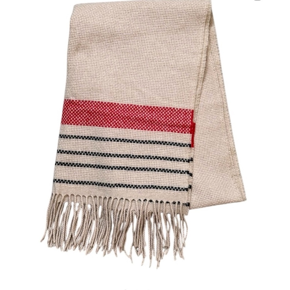 J. Crew Beige and Black Wool Scarf
